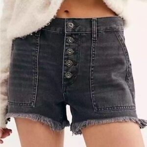 Free People Dark Gray High-Waist Shorts